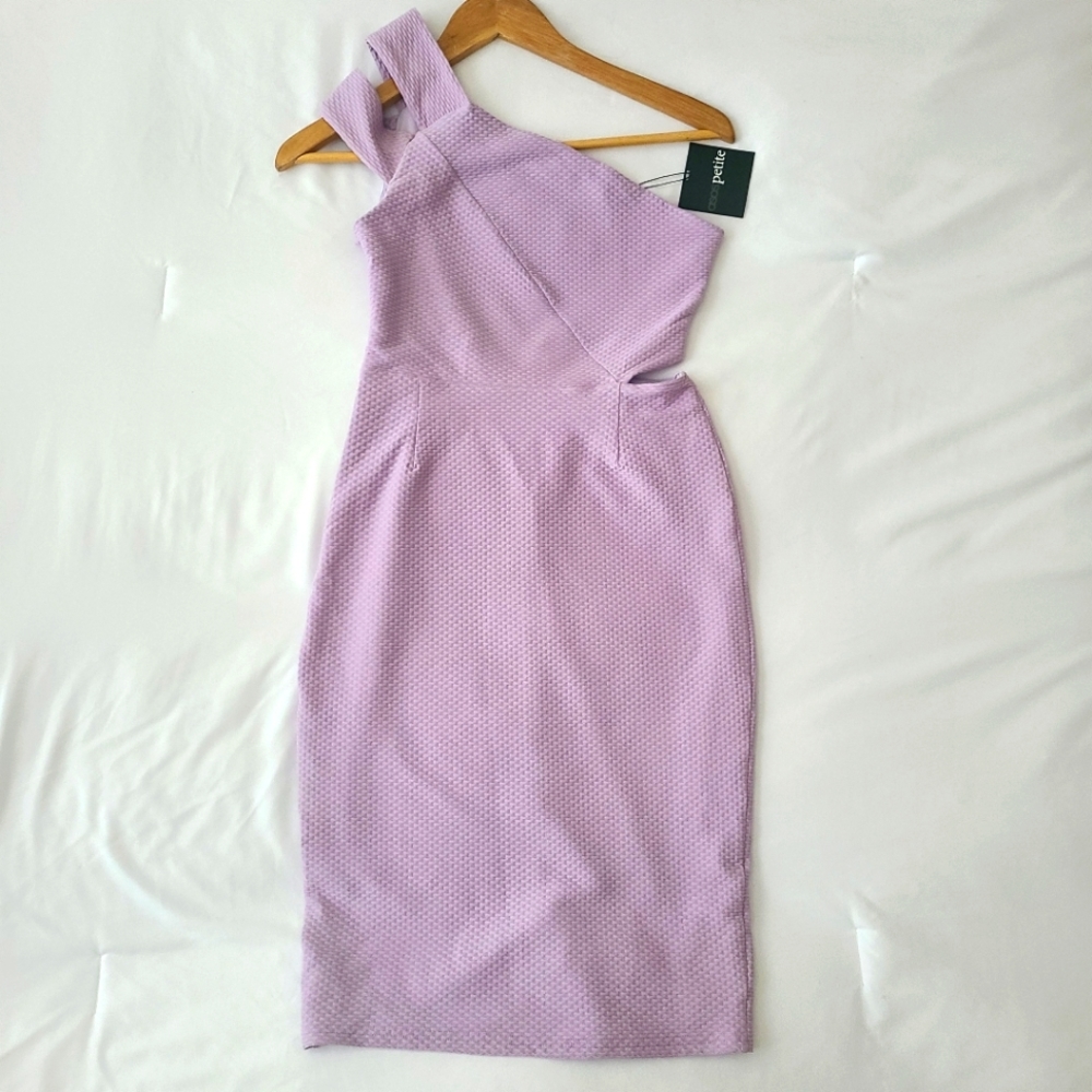 ASOS PETITE Texture Asymmetric Cutout Pencil Dress